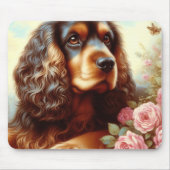 ヴィンテージコッカースパニエル犬絵画ズ マウスパッド (正面)