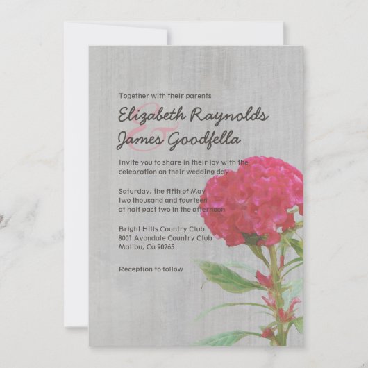 ヴィンテージコックコーム結婚式招待状 招待状 (正面)