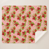 ヴィンテージコテージいちごピンクいちご シェルパブランケット (正面(横))