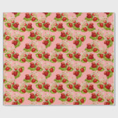 ヴィンテージコテージいちごピンクいちご ラッピングペーパー (フラット)