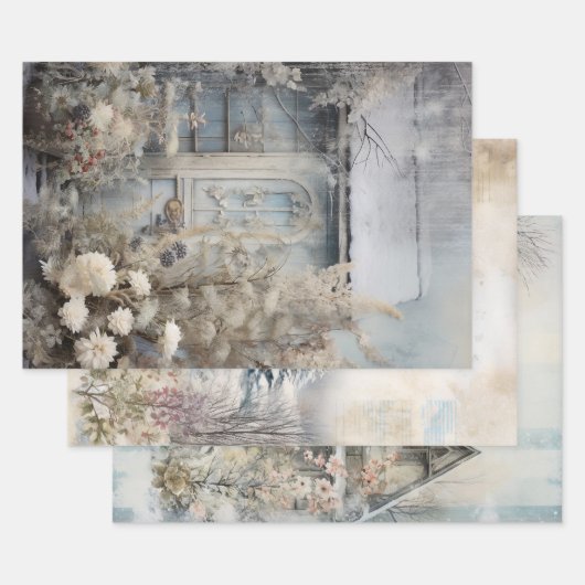 ヴィンテージコテージガーデンエフェメラ ラッピングペーパーシート (セット)