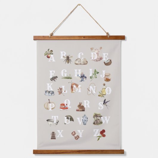 ヴィンテージコテージコアアルファベット 吊り下げ型タペストリー (正面)