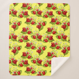 ヴィンテージコテージコアイチゴ黄色イチゴ シェルパブランケット