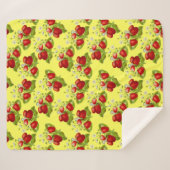 ヴィンテージコテージコアイチゴ黄色イチゴ シェルパブランケット (正面(横))