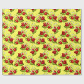 ヴィンテージコテージコアイチゴ黄色イチゴ ラッピングペーパー (フラット)