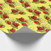 ヴィンテージコテージコアイチゴ黄色イチゴ ラッピングペーパー (角)