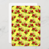 ヴィンテージコテージコアイチゴ黄色イチゴ 招待状 (正面/裏面)