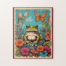 ヴィンテージコテージコアフロッグパズルお洒落ファンタジー