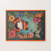 ヴィンテージコテージコアフロッグパズルカラフルウィムシー ジグソーパズル (横)