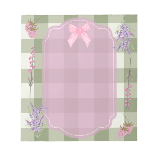 ヴィンテージコテージコアフローラジンガムストロベリー ノートパッド (正面)