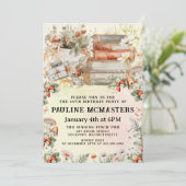 ヴィンテージコテージコアブックラバー60誕生日 招待状 (スタンド正面)