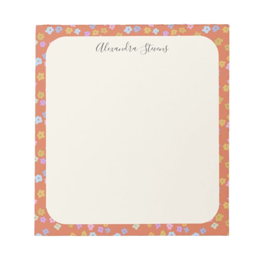 ヴィンテージコテージコアボホディティシーパーソナライズされたフローラ ノートパッド (正面)