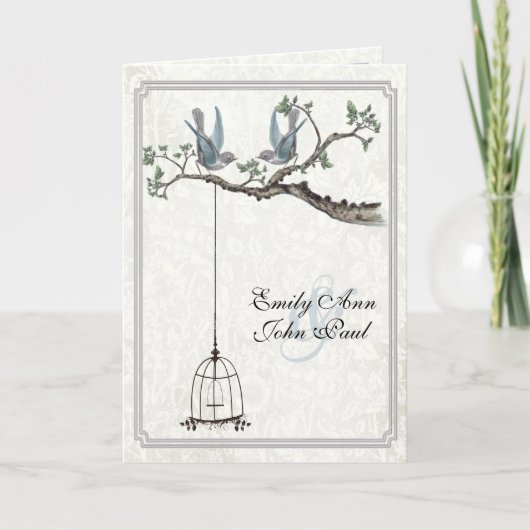 ヴィンテージコテージコアラブバーズバードケ結婚ージ 招待状 (正面)