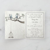 ヴィンテージコテージコアラブバーズバードケ結婚ージ 招待状 (内部)