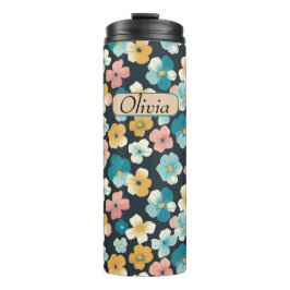 ヴィンテージコテージコア花模様インブルー&イエロー タンブラー