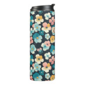 ヴィンテージコテージコア花模様インブルー&イエロー タンブラー (回転左)