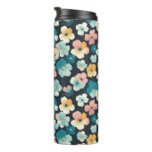 ヴィンテージコテージコア花模様インブルー&イエロー タンブラー (回転右)