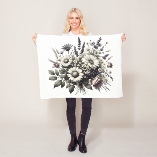 ヴィンテージコテージコア花 フリースブランケット (インサイチュ)