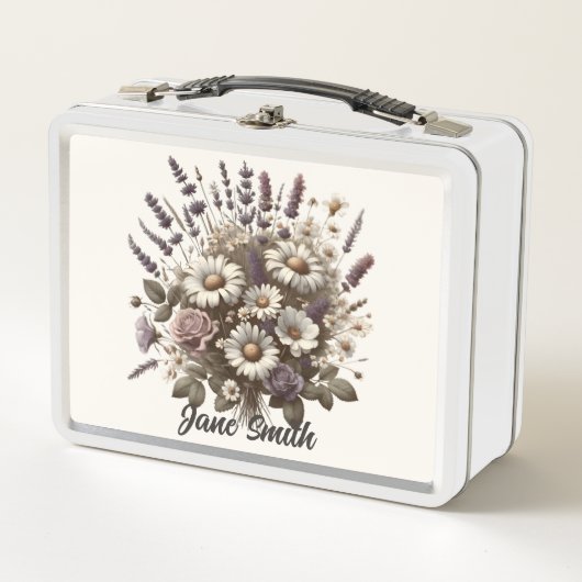 ヴィンテージコテージコア花 メタルランチボックス (正面)