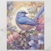 ヴィンテージコテージシックブルーバードスクラップブック紙 (正面)