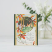 ヴィンテージコテージスフェンスサンクスギビング ポストカード (スタンド正面)