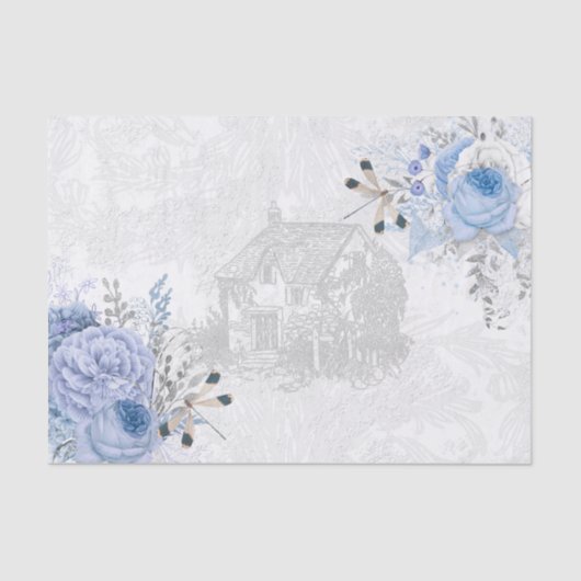 ヴィンテージコテージドラゴンフライブルーバラデクページ 薄葉紙 (正面)