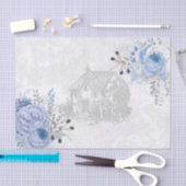 ヴィンテージコテージドラゴンフライブルーバラデクページ 薄葉紙 (クラフト)