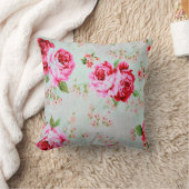 ヴィンテージコテージバラフローラ化粧枕 クッション (ブランケット)