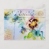 ヴィンテージコテージパンシー花はがきパーソナライズ ポストカード (正面)