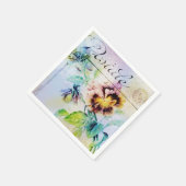 ヴィンテージコテージパンジー花はがき スタンダードカクテルナプキン (角)