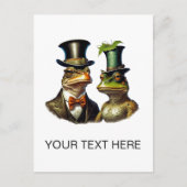 ヴィンテージコテージビクトリアンキュートフロッグカップルアート ポストカード (正面)