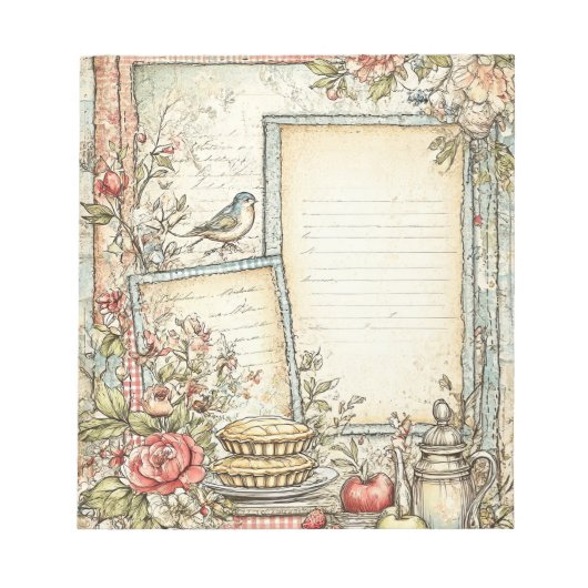 ヴィンテージコテージファームハウス文房具メモ帳 ノートパッド (正面)