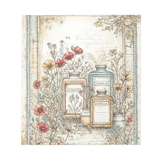 ヴィンテージコテージファームハウス文房具メモ帳 ノートパッド (正面)