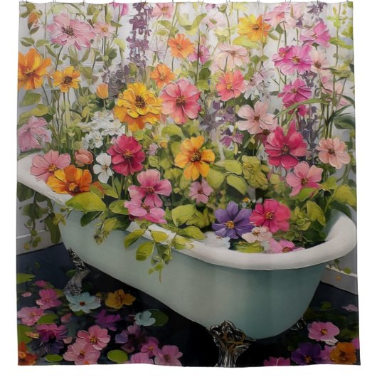 ヴィンテージコテージボタニックファームハウス シャワーカーテン (正面)