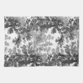 ヴィンテージコテージランドスケープToile-Black & White キッチンタオル (横)