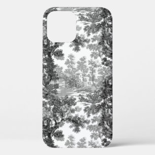 ヴィンテージコテージランドスケープToile-Black & White iPhone 12ケース