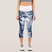 ヴィンテージコテージランドスケープToile-Blue & White カプリレギンス (正面)