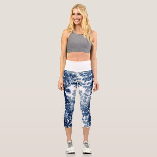 ヴィンテージコテージランドスケープToile-Blue & White カプリレギンス