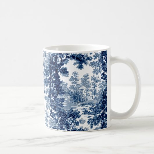 ヴィンテージコテージランドスケープToile-Blue & White コーヒーマグカップ (右)