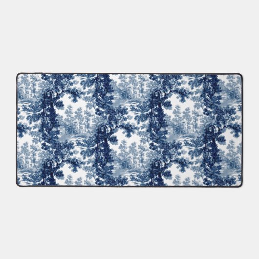 ヴィンテージコテージランドスケープToile-Blue & White デスクマット (正面)