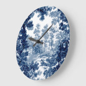ヴィンテージコテージランドスケープToile-Blue & White ラージ壁時計 (傾斜)
