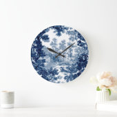 ヴィンテージコテージランドスケープToile-Blue & White ラージ壁時計 (ホーム)