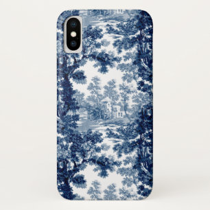 ヴィンテージコテージランドスケープToile-Blue & White iPhone X ケース