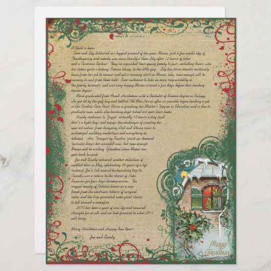 ヴィンテージコテージ冬のシーンクリスマスレター (正面/裏面)