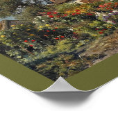 ヴィンテージコテージ庭園 – 花と鶏 ポスター (角)