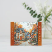 ヴィンテージコテージ自転車イラストレーション シーズンポストカード (スタンド正面)