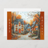 ヴィンテージコテージ自転車イラストレーション シーズンポストカード (正面/裏面)