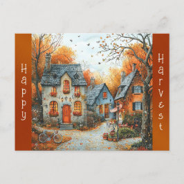 ヴィンテージコテージ自転車イラストレーション シーズンポストカード