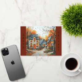 ヴィンテージコテージ自転車イラストレーション 箔シーズンカード