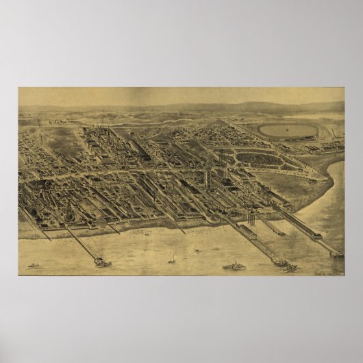 ヴィンテージコニー島の絵図(1906) ポスター (正面)